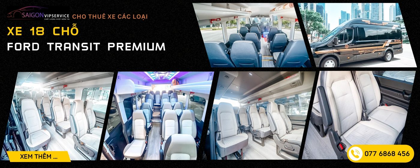 Cho thuê xe 18 chỗ Ford Transit Premium với nội thất sáng màu hiện đại