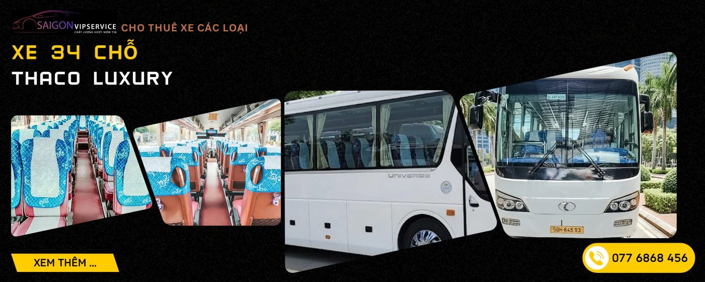 Cho thuê xe 35 chỗ Thaco với nội thất rộng rãi và ngoại thất xe du lịch