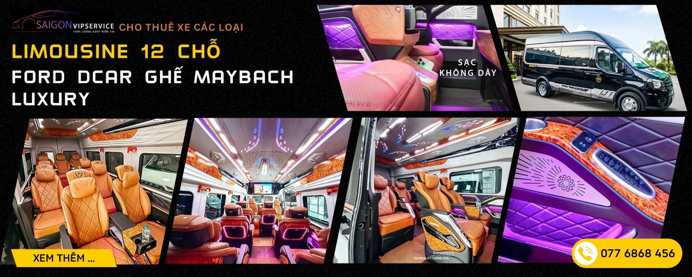 Ford DCar Maybach Luxury 12 Chỗ với ghế da cam, sạc không dây và đèn nội thất cao cấp
