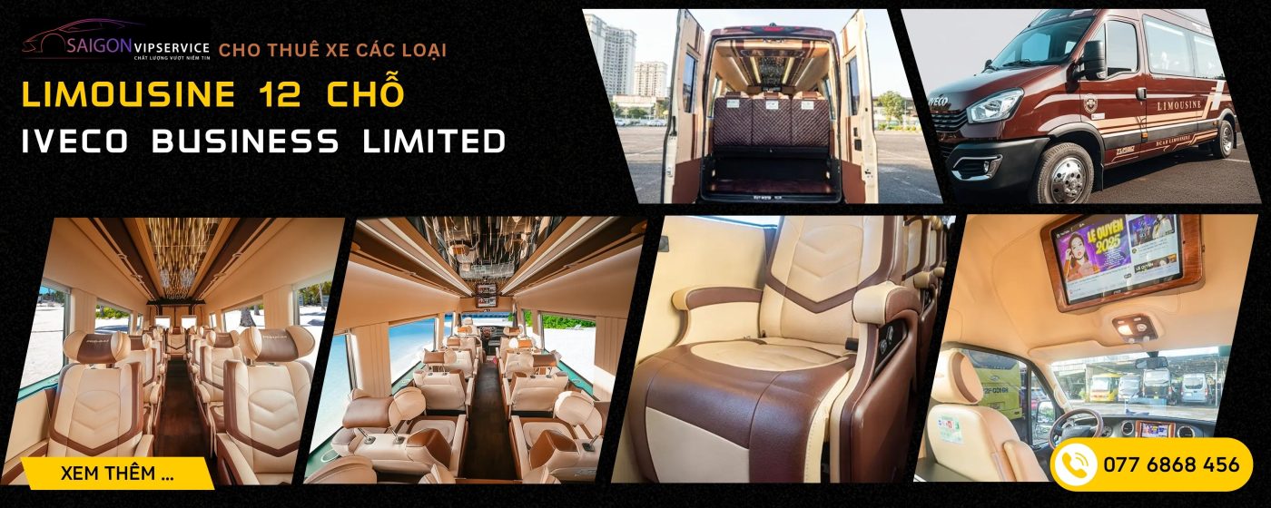 IVECO Daily Plus 12 chỗ với ghế da rộng rãi, khoang xe sang trọng và màn hình giải trí