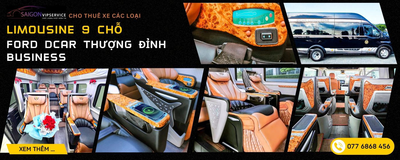 Ford DCar Thượng Đỉnh Business 9 chỗ với ghế da cao cấp và nội thất sang trọng