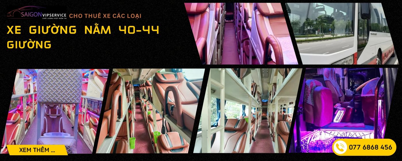 Xe giường nằm 40-44 giường với khoang nằm rộng, rèm riêng tư và nội thất tiện nghi