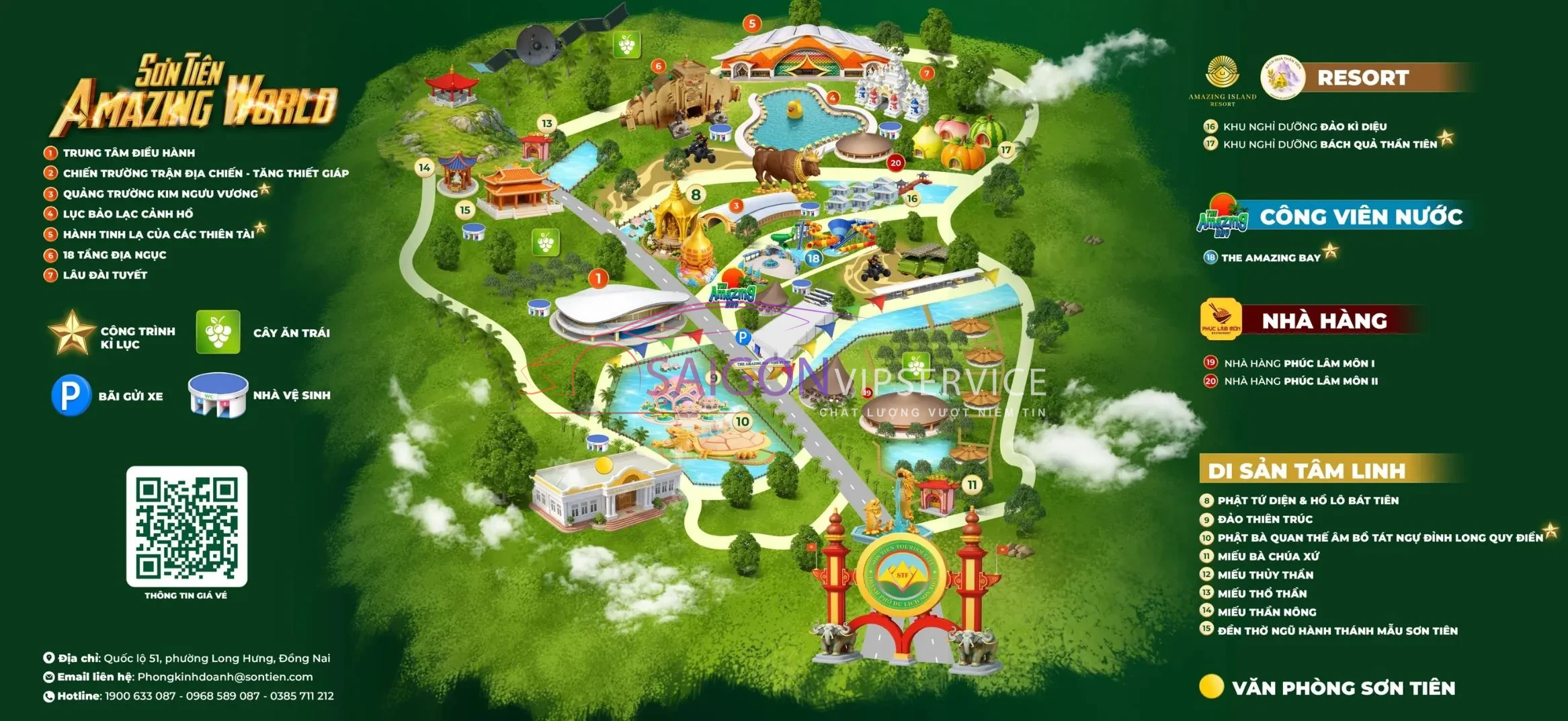 Bản đồ tổng thể 3D hướng dẫn các khu vực vui chơi tại Khu du lịch Sơn Tiên The Amazing Bay